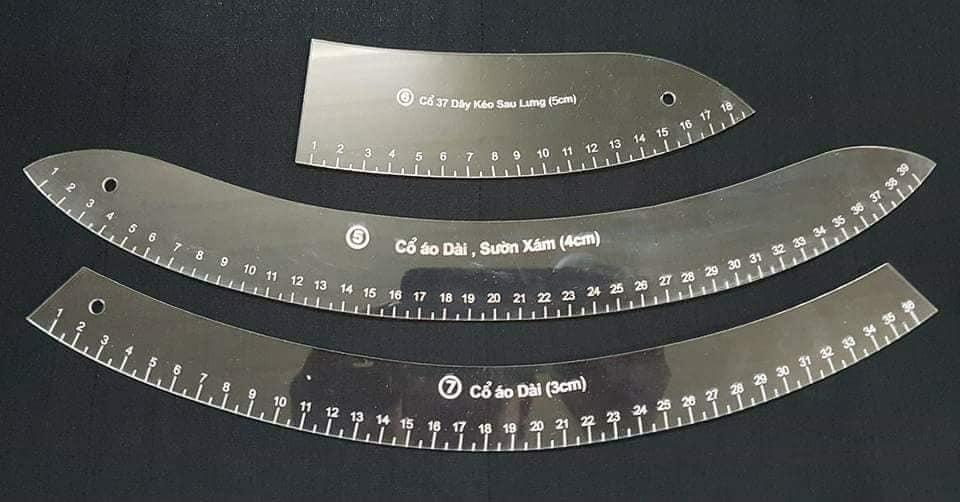 Bộ 3 cây thước vẽ cổ áo dài, sườn xám