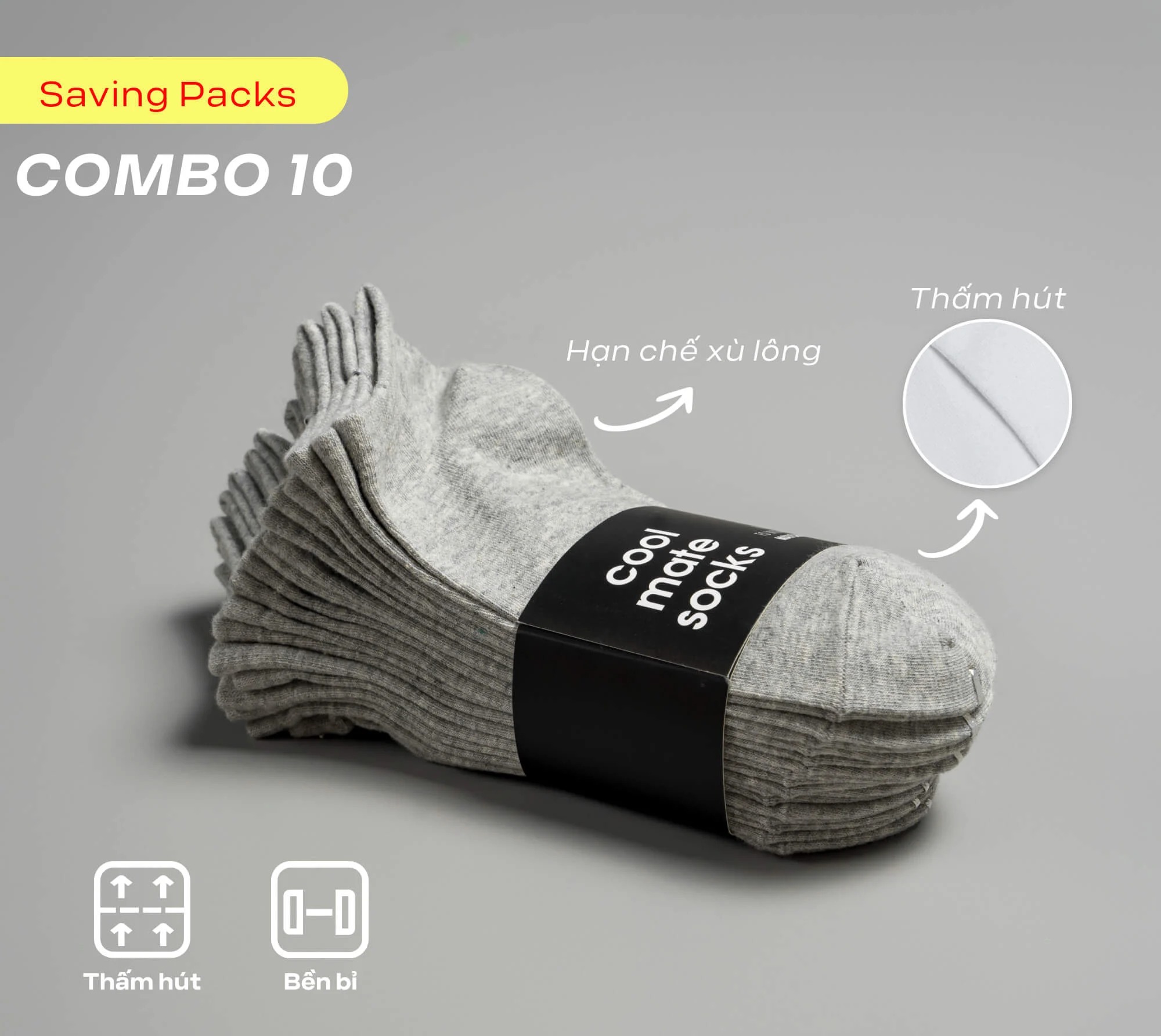 Combo 10 Đôi tất Coolmate Basics - Coolmate [Không đổi trả]