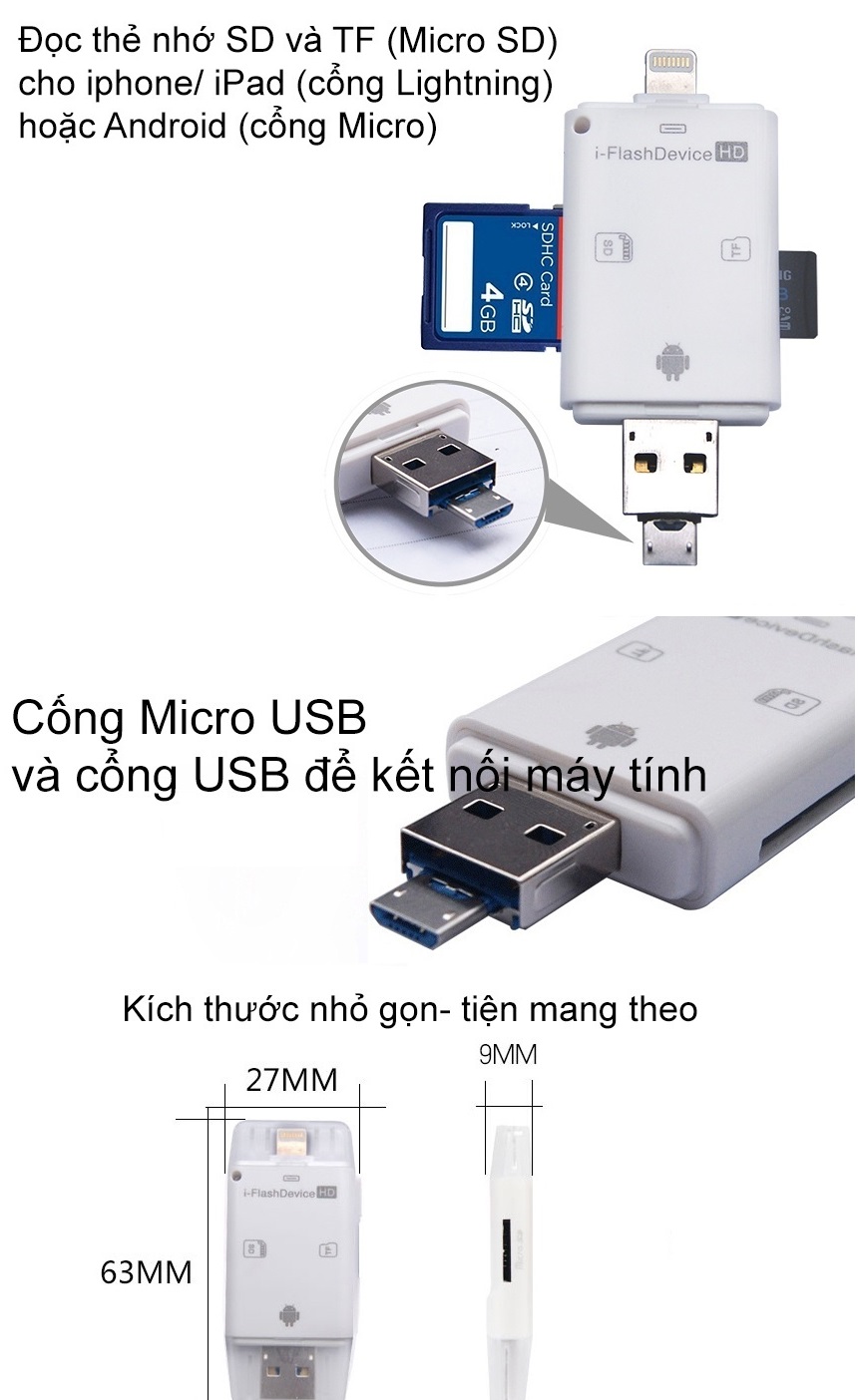 Đầu đọc thẻ đa năng - Đọc thẻ nhớ đa năng Flash Drive chất lượng cao