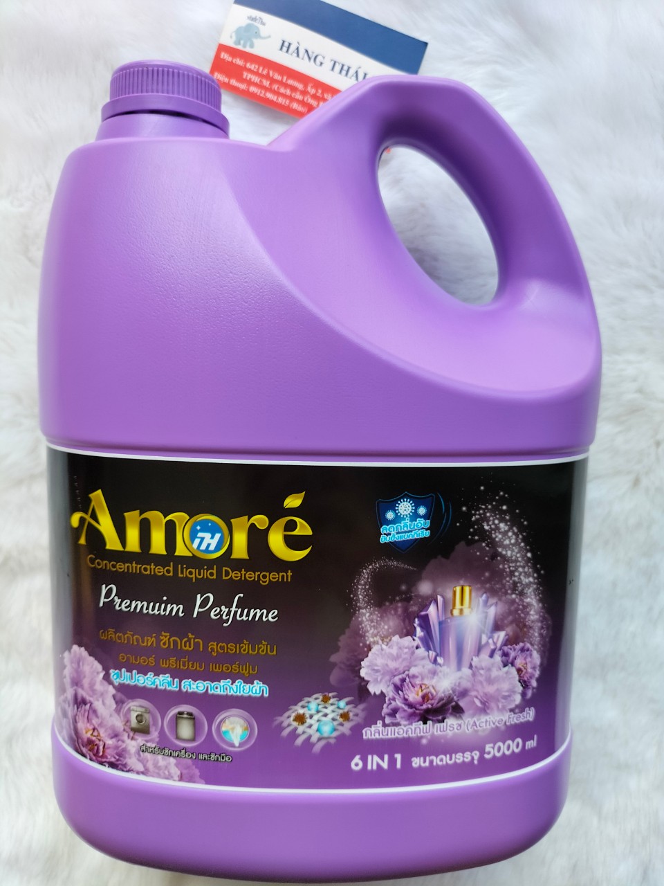 Nước giặt xả Amore Thái lan hương nước hoa thơm ngát 5 Lít 6 in 1- Nước giặt Amore