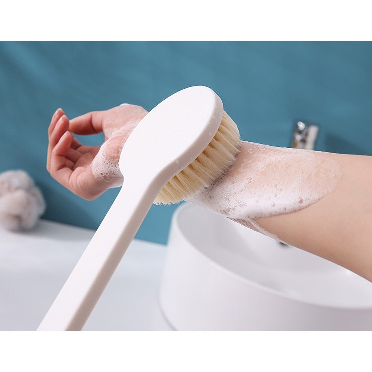 Bàn chải mát xa lưng khi tắm cán dài - cây bàn chải chà lưng chất lượng, bàn chải cọ lưng tắm lông mềm, cây chà lưng cán dài cao cấp thiết kế lông tắm mềm mại, tẩy tế bào chết, giúp da sạch sâu hơn
