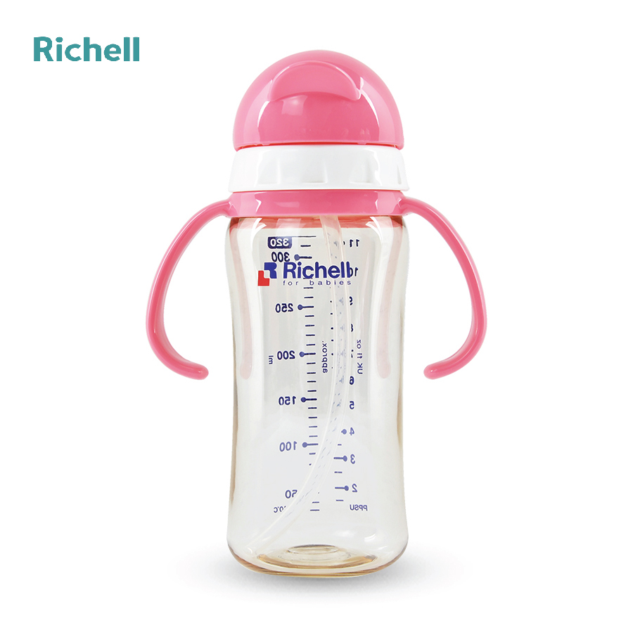 BÌNH ỐNG HÚT PPSU RICHELL (320ML-HỒNG)