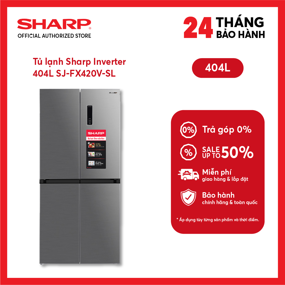 [MODEL 2026][FreeSHIP COD + Lắp Hà Nội] Tủ lạnh Sharp Inverter 4 cánh 466 lít SJ-FXP560V-MG