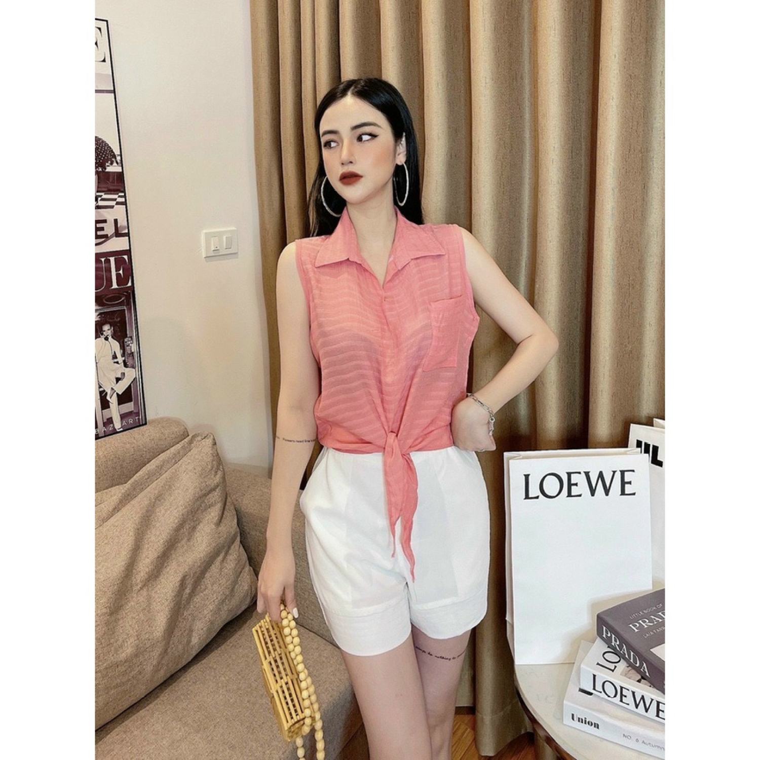 Áo sơ mi buộc vạt sát na'ch đẹp, mát