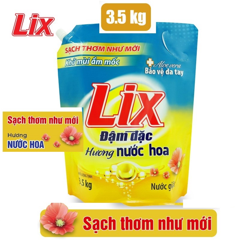 [GIAO HỎA TỐC 2h] Nước giặt Lix 3.5 kg nước giặt lix đậm đặc HƯƠNG NƯỚC HOA khử mùi ẩm móc quần áo ( BẢO VỆ DA TAY)