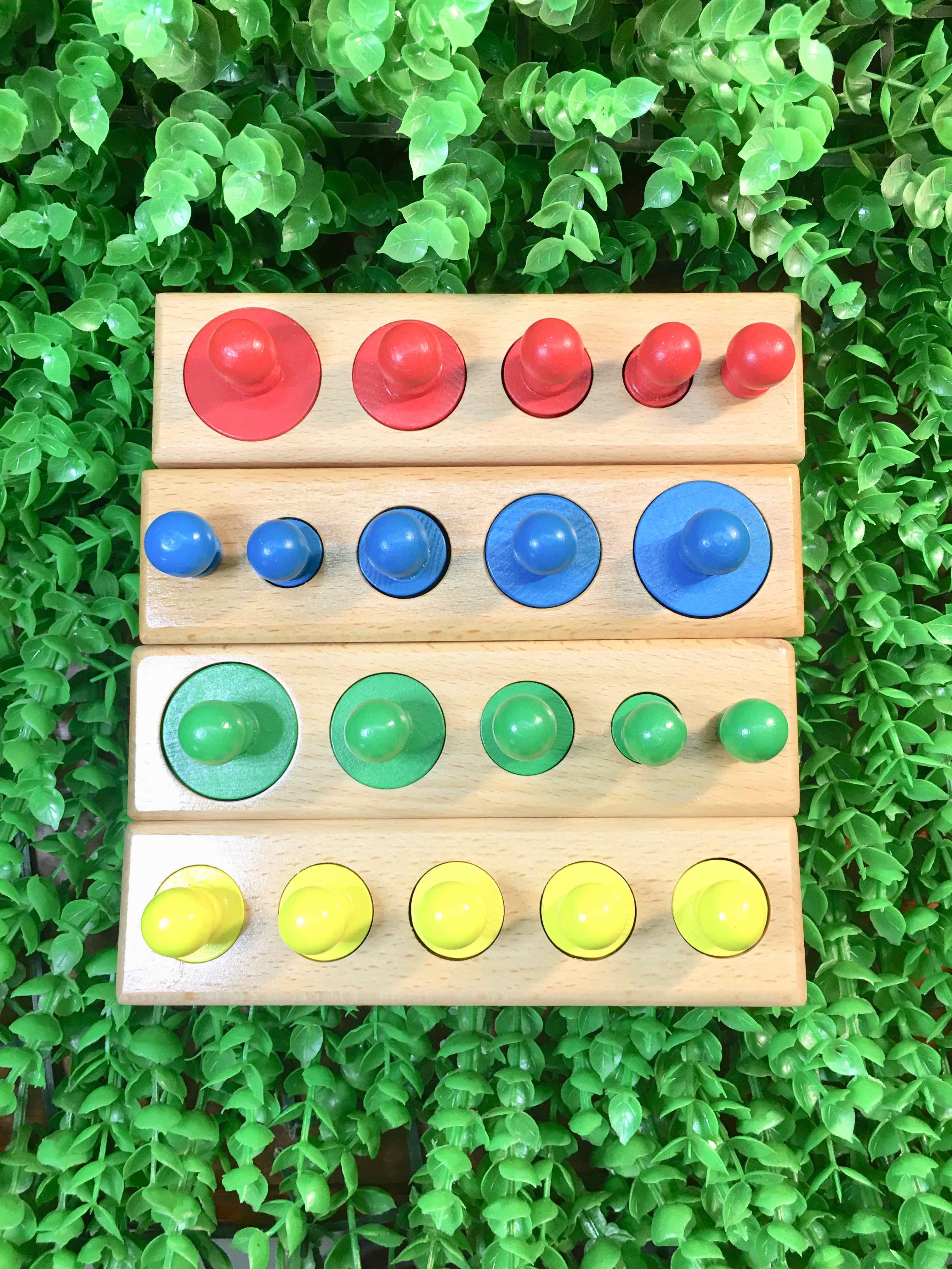 (Đồ Chơi Gỗ Kèm Ảnh Thật) Set 4 bộ núm trụ Montessori