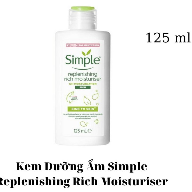 Simple - Kem Dưỡng Ẩm Cho Da Khô Simple Kind To Skin Replenishing Rich Moisturiser 125ml