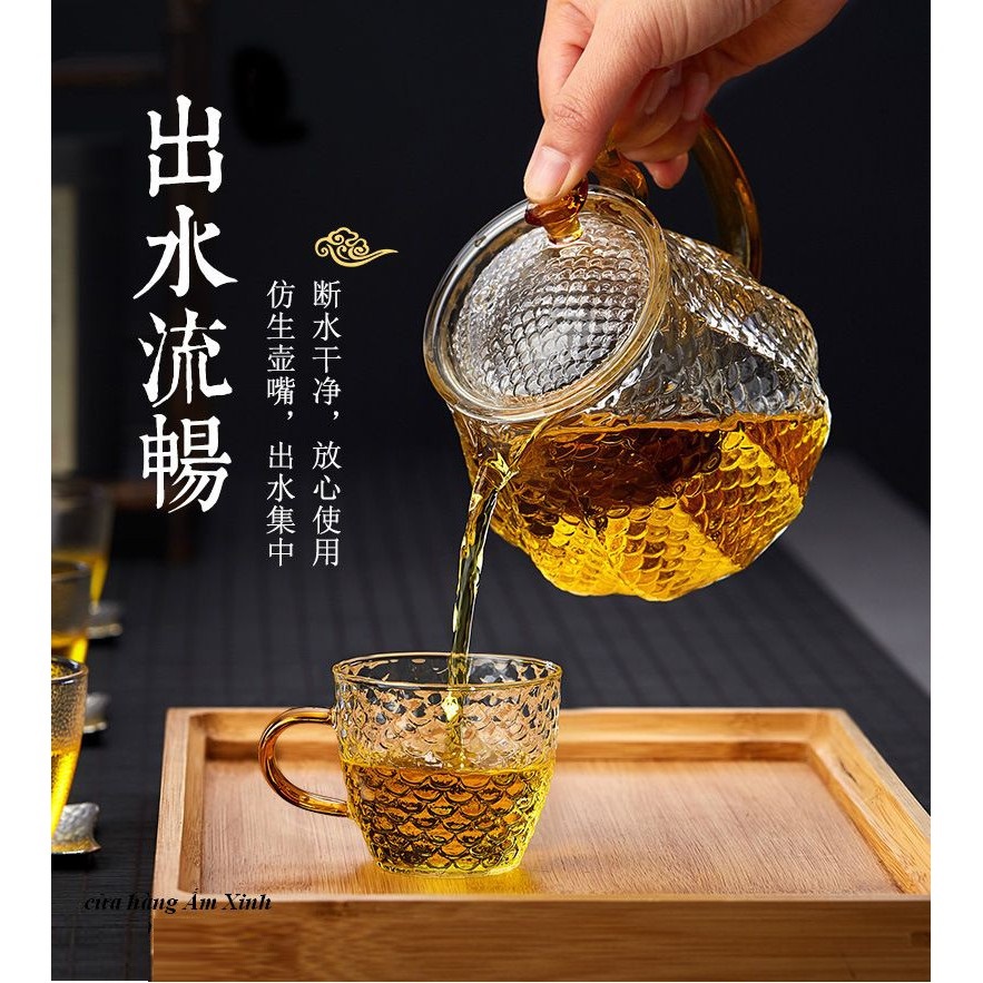Bộ ấm chén pha trà thủy tinh chịu nhiệt 560 ml