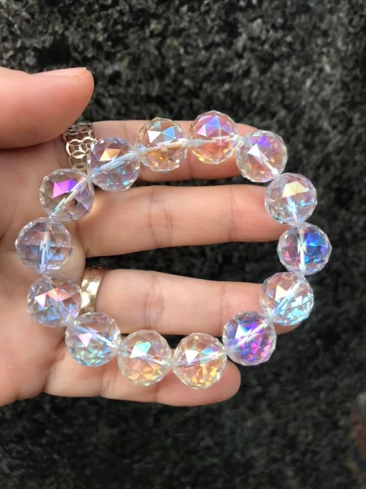 [HCM]VÒNG TAY THẠCH ANH TRẮNG CẮT GIÁC 14LY