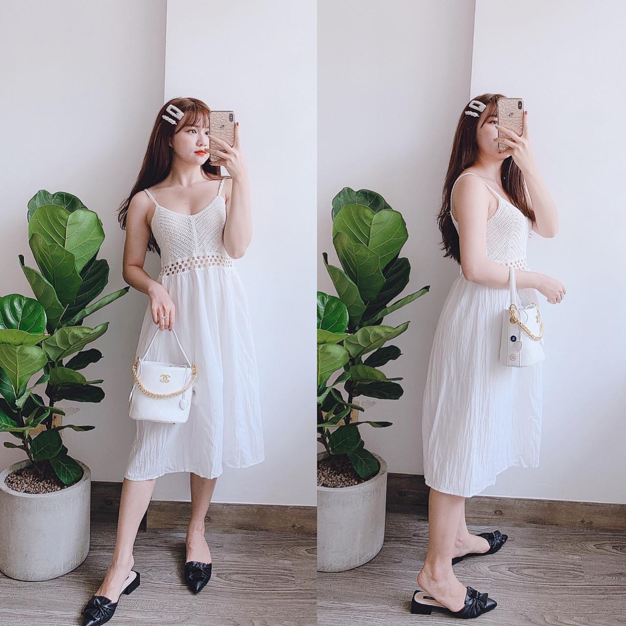 Đầm xô thêu 2 dây-TS