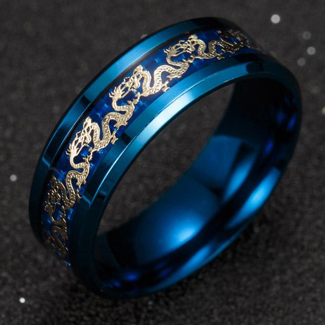 Freeship Nhẫn nam titanium chạm rồng không đen BHN80
