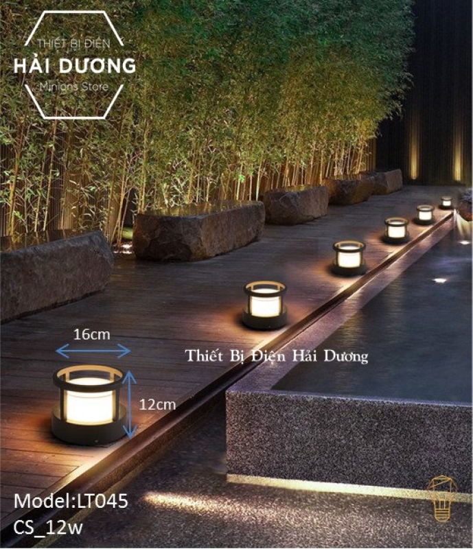 Đèn sân vườn ngoài trời - trụ cổng cột đèn hàng rào mái hiên chống nước cao cấp decor vintage - Led siêu sáng - Ánh sáng vàng