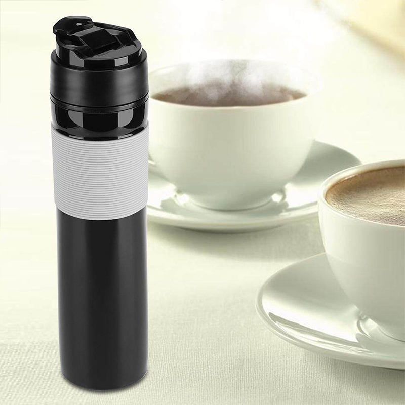 300ml Máy ép cà phê cầm tay Bình pha trà Máy pha cà phê Nước uống cho Du lịch (Đen)