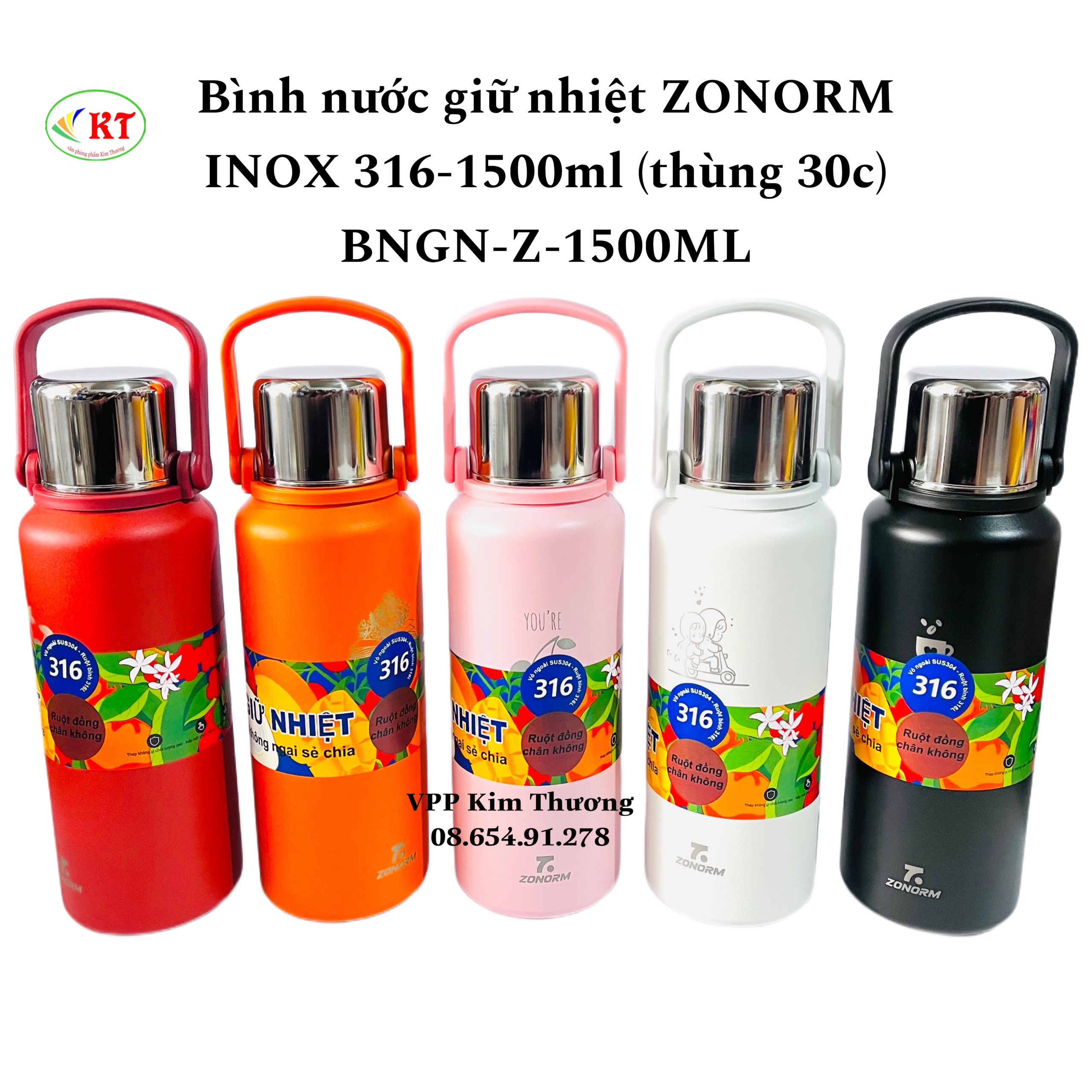 Bình nước giữ nhiệt (ZONORM) INOX 316 - 1500ml