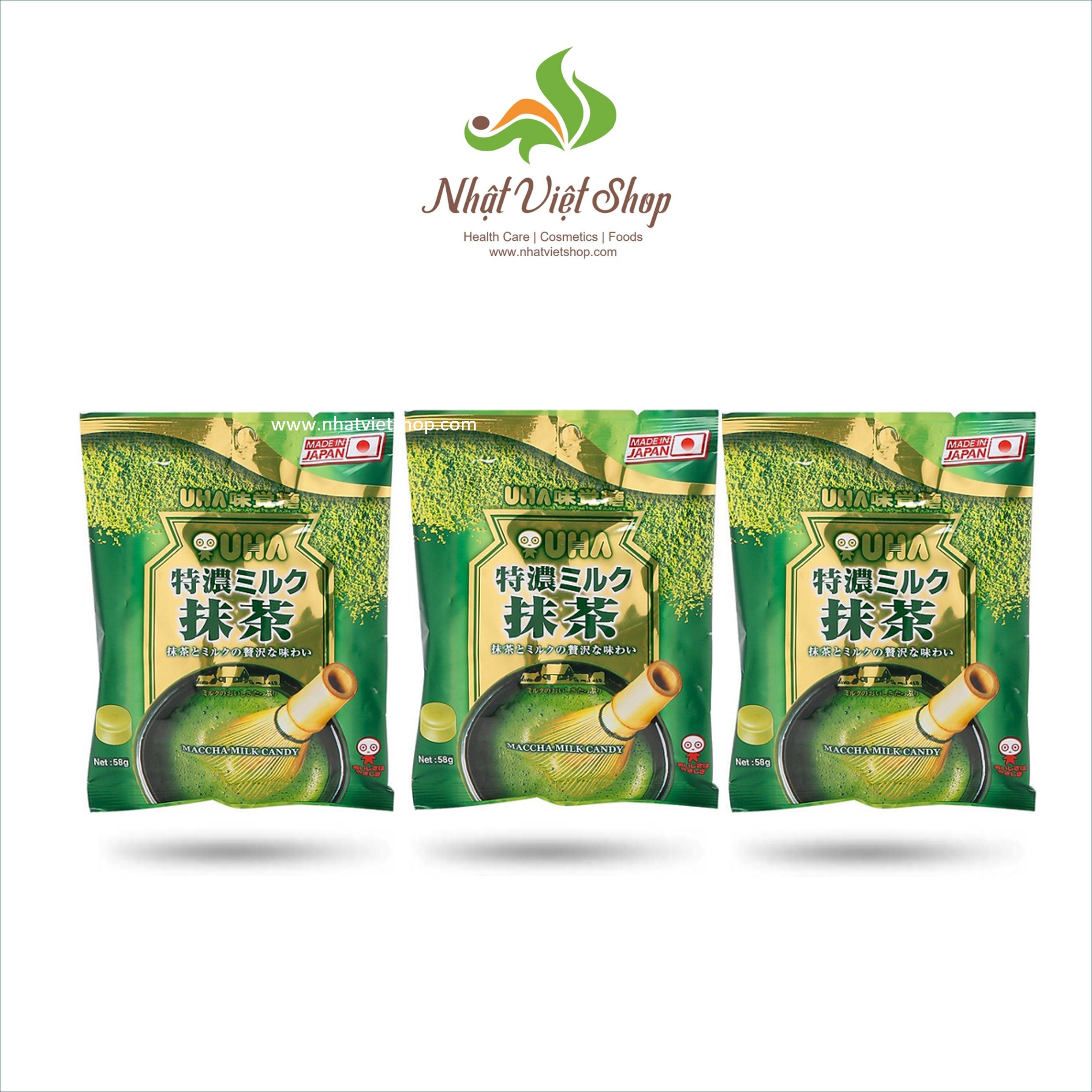 Combo 2 bịch Kẹo trà xanh UHA Maccha Milk Candy