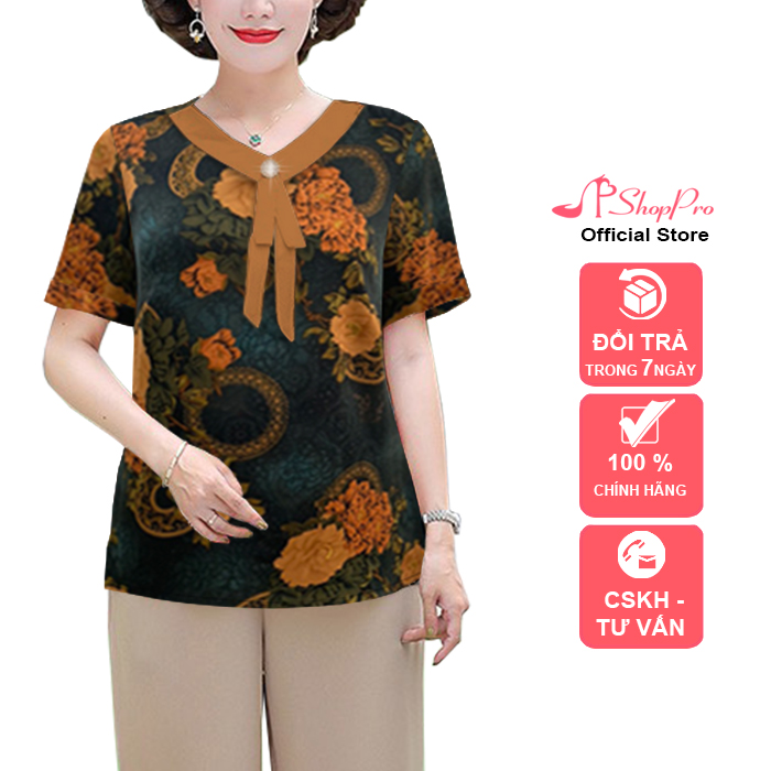 Shoppro-shirt middle-aged female blouses ladies U50 U60, coat female middle-aged mom elderly bigsize 50-80kg shirt middle-aged high-end bigsize form shirt style middle-aged designs suông wide sleeve miss mother gift 3a26 3a27 3a28 3a29