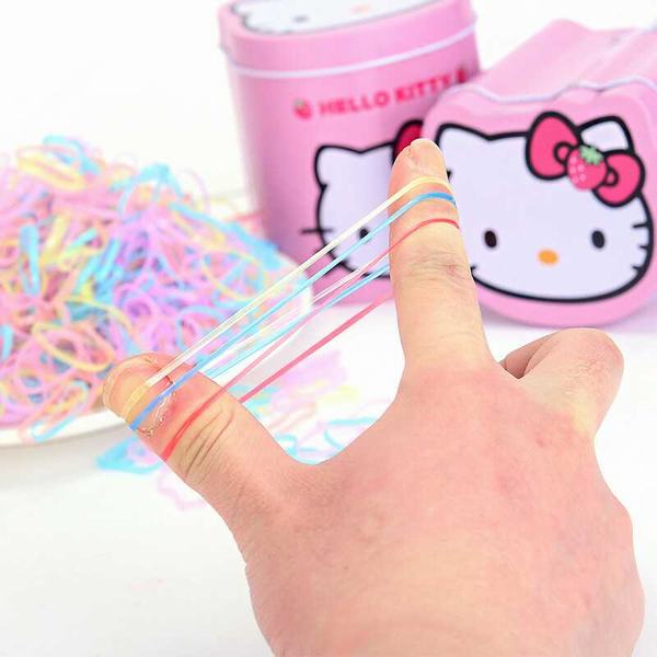 Hộp 2000 chiếc dây chun buộc tóc Hello Kitty dễ thương cho bé