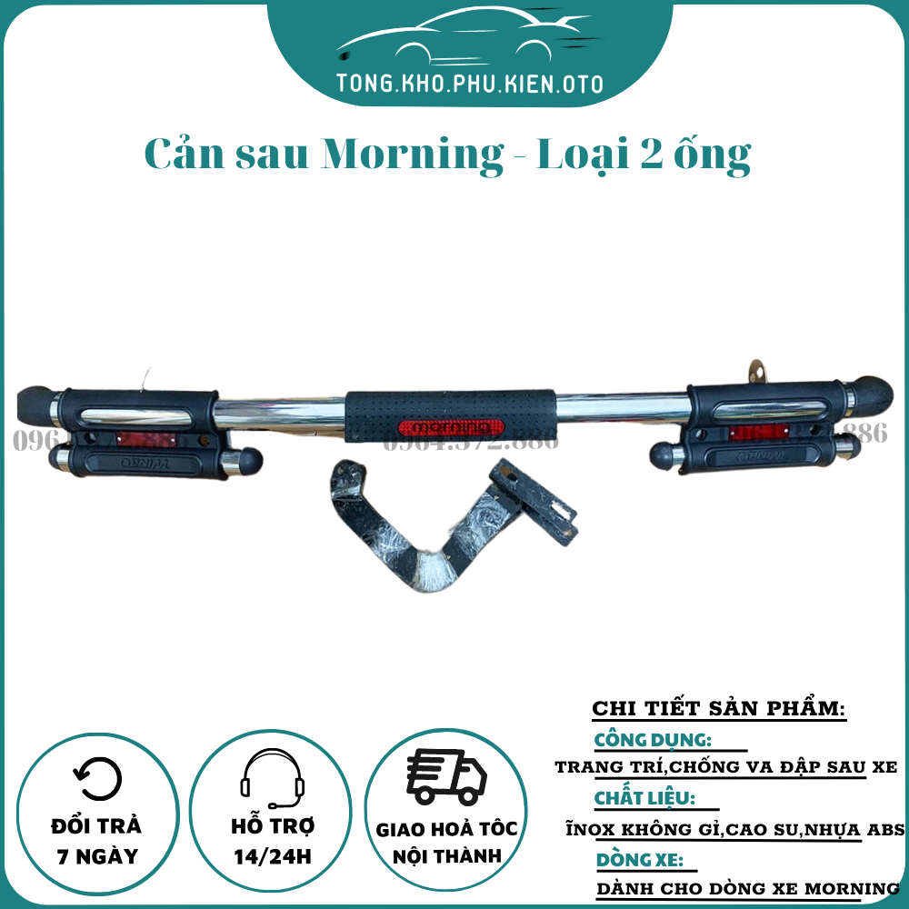 Cản sau chống va đập xe kia morning 2012- 2020 loại 2 ống siêu đẹp