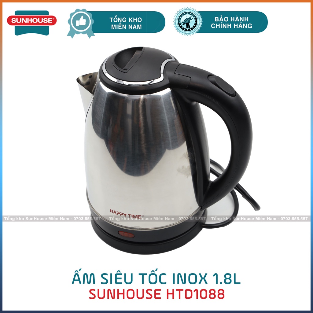 ẤM ĐUN NƯỚC INOX SIÊU TỐC 1.8L HAPY TIME HTD1081 / HTD1088- 1500W