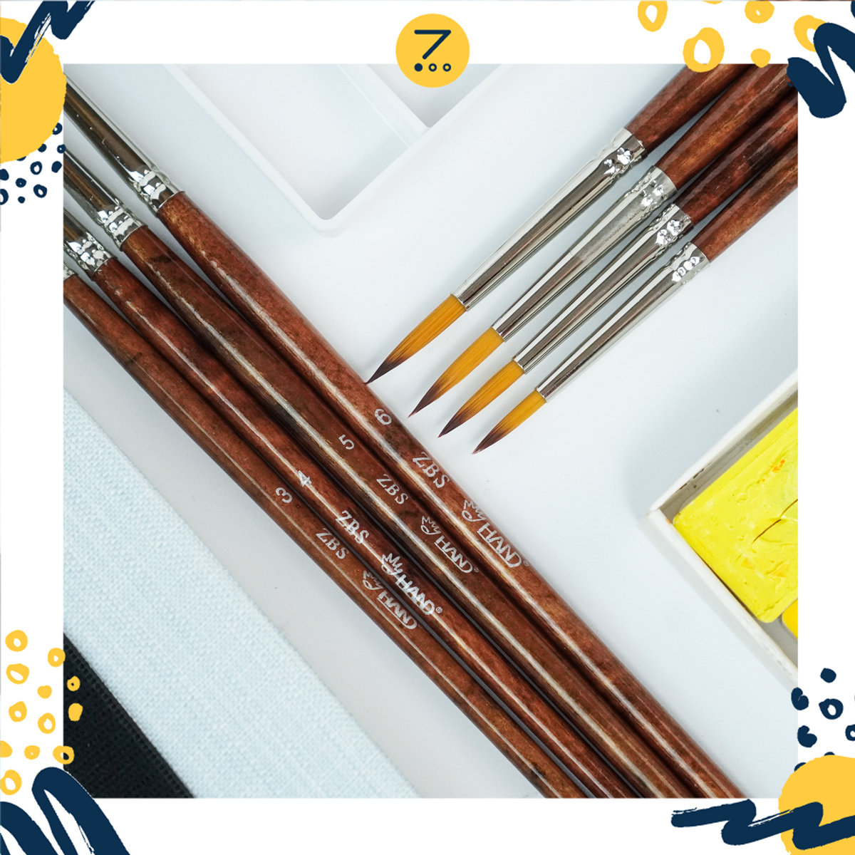 [Zest Corner] Cọ vẽ HAND đầu tròn thân nâu (ZBS)