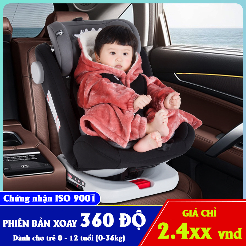 Ghế ô tô cho bé 2 chiều CHUẨN ISO 9001 xoay 360 độ điều chỉnh 4 tư thế từ