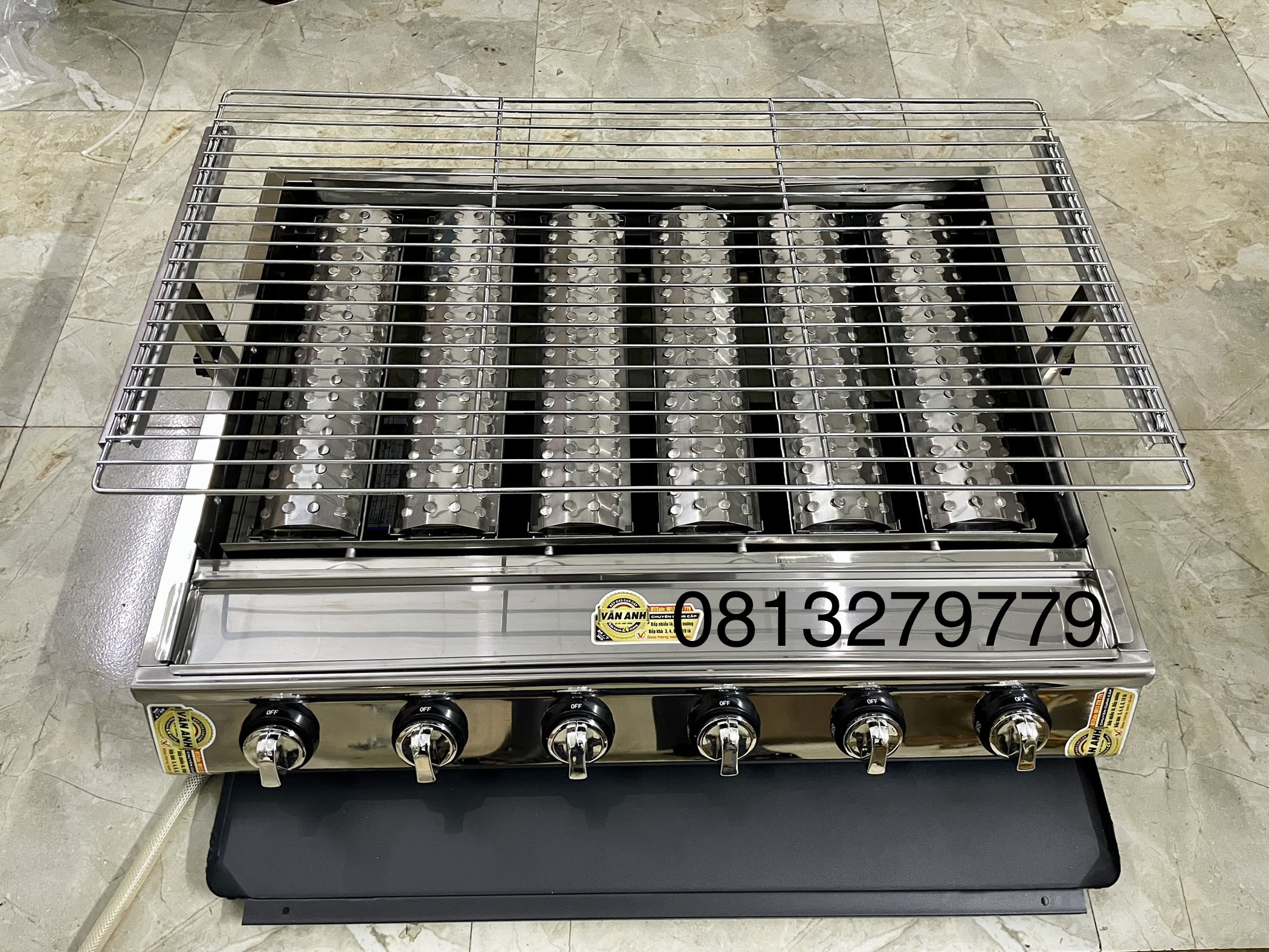BẾP NƯỚNG GAS 6 LÒ INOX