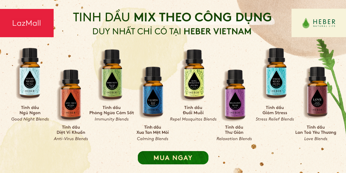 Set 3 Tinh Dầu Heber Natural Life Bán Chạy , Sả Chanh - Bạc Hà - Oải Hương, 100% Thiên Nhiên Nguyên Chất Xông Thơm Phòng