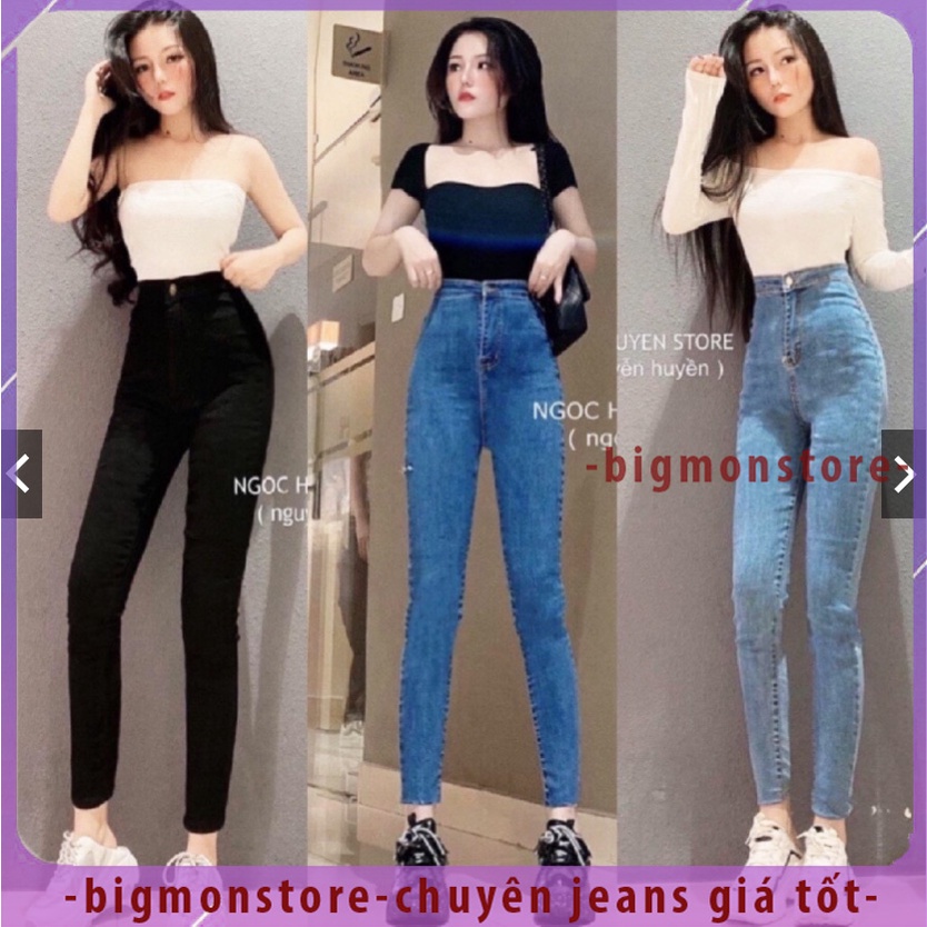 Ảnh thật- quần jean nữ ôm dáng lưng cao, chất jean co giãn chuẩn xịn
