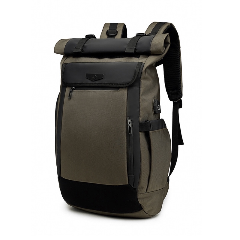 Ozuko New Korean Travel Backpack Creative Leisure USB Rechargeable Backpack Men Waterproof Computer Backpack