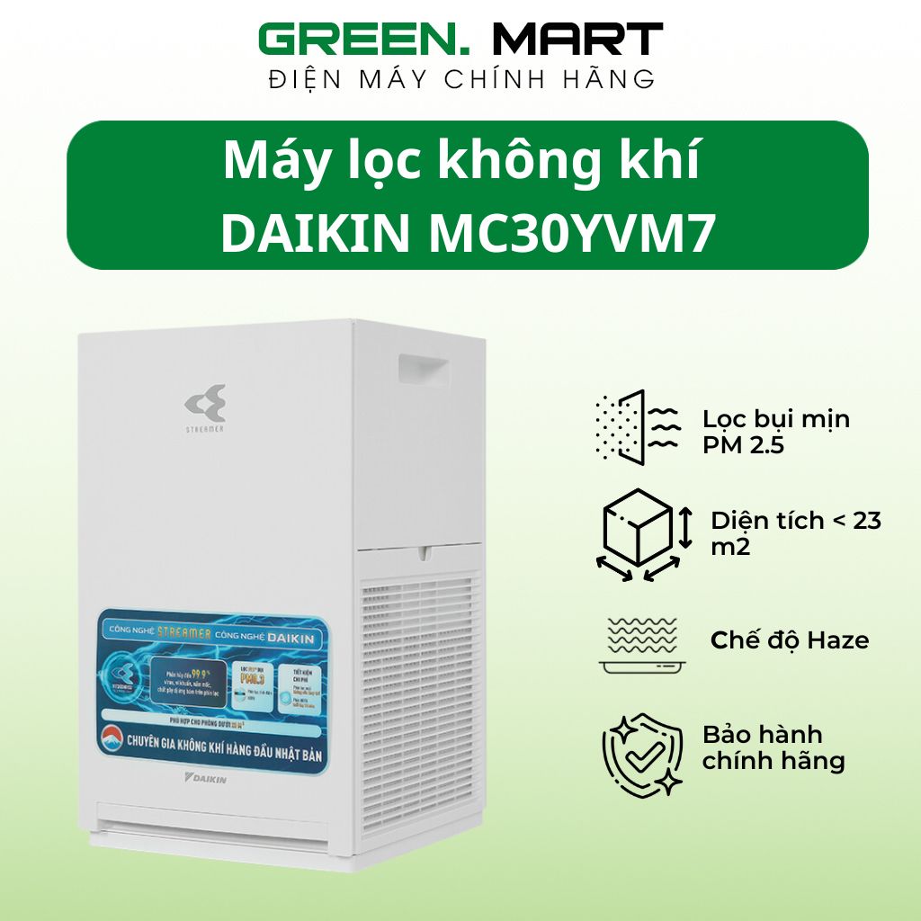 Máy lọc không khí Daikin MC30YVM7 | Máy lọc khí Daikin phù hợp phòng 23m2 | Công nghệ Streamer độc quyền