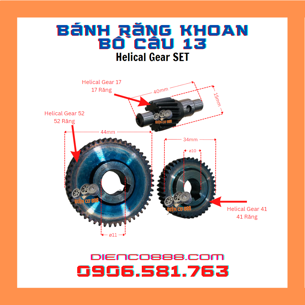 (Bộ 3 chi tiết) nhông bánh răng khoan Pigeon bồ câu 13ly