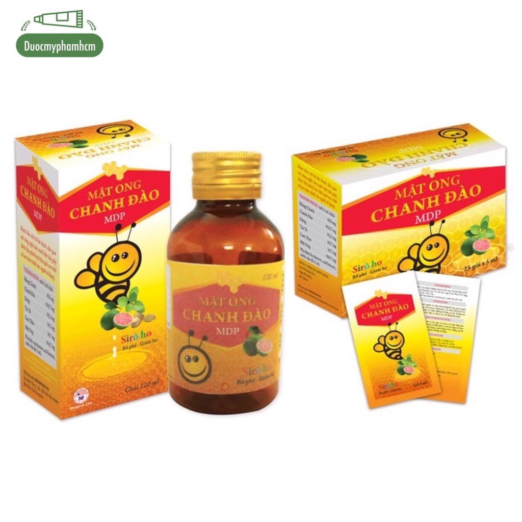 Sirô mật ong chanh đào Mediphar giảm ho bổ phế - chai 120ml