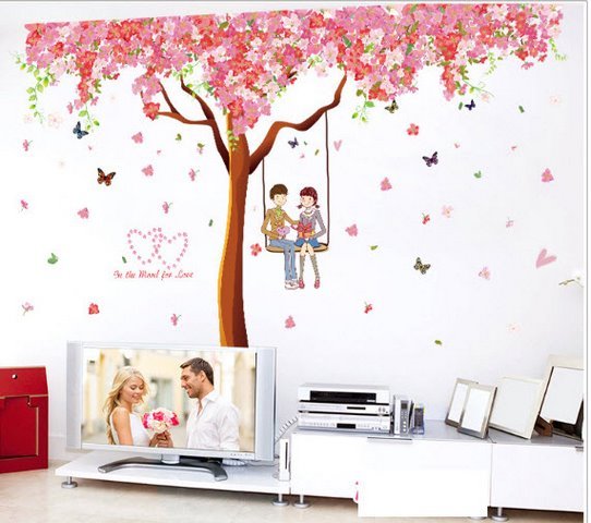 Binbin pk303 love peach tree wall sticker (pink)