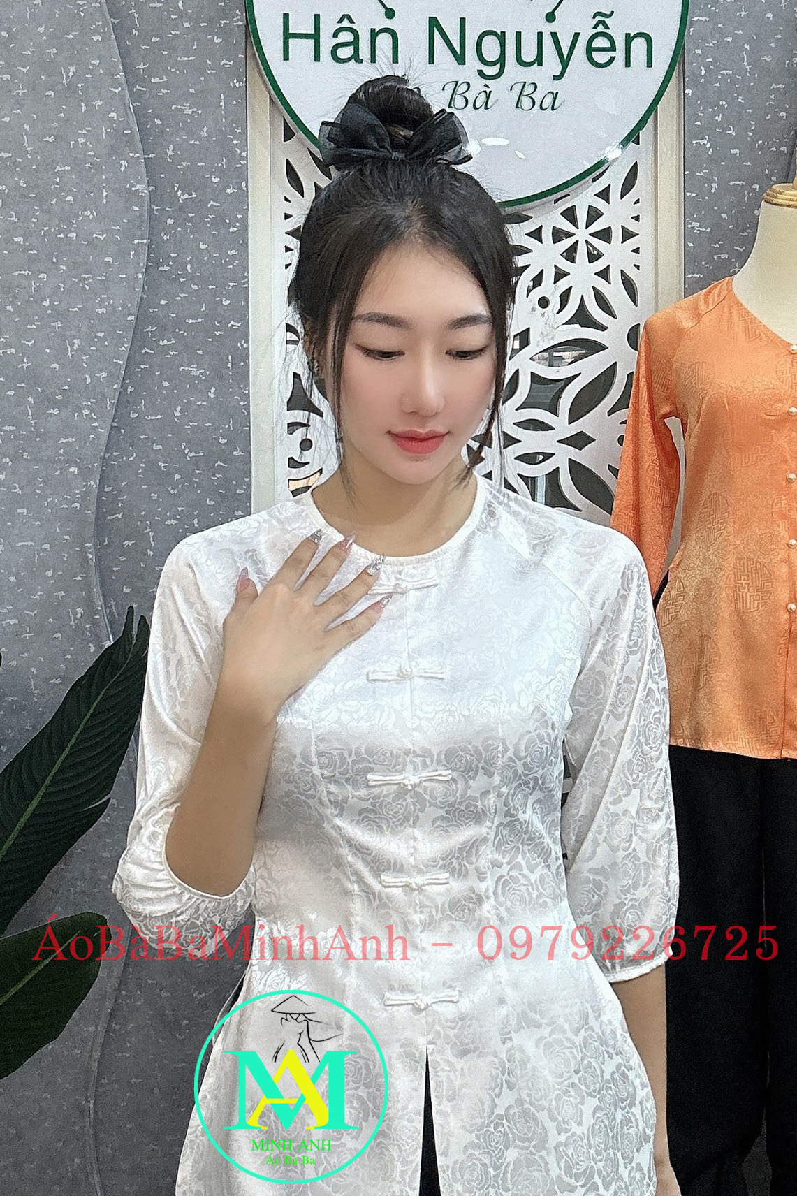 ÁO BÀ BA DÂY KÉO GẤM TRÀ MI (ÁO LẺ)