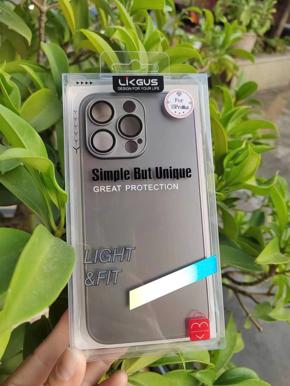 Ốp Likgus lưng nhám giả thép độ lên iphone 15 pro max