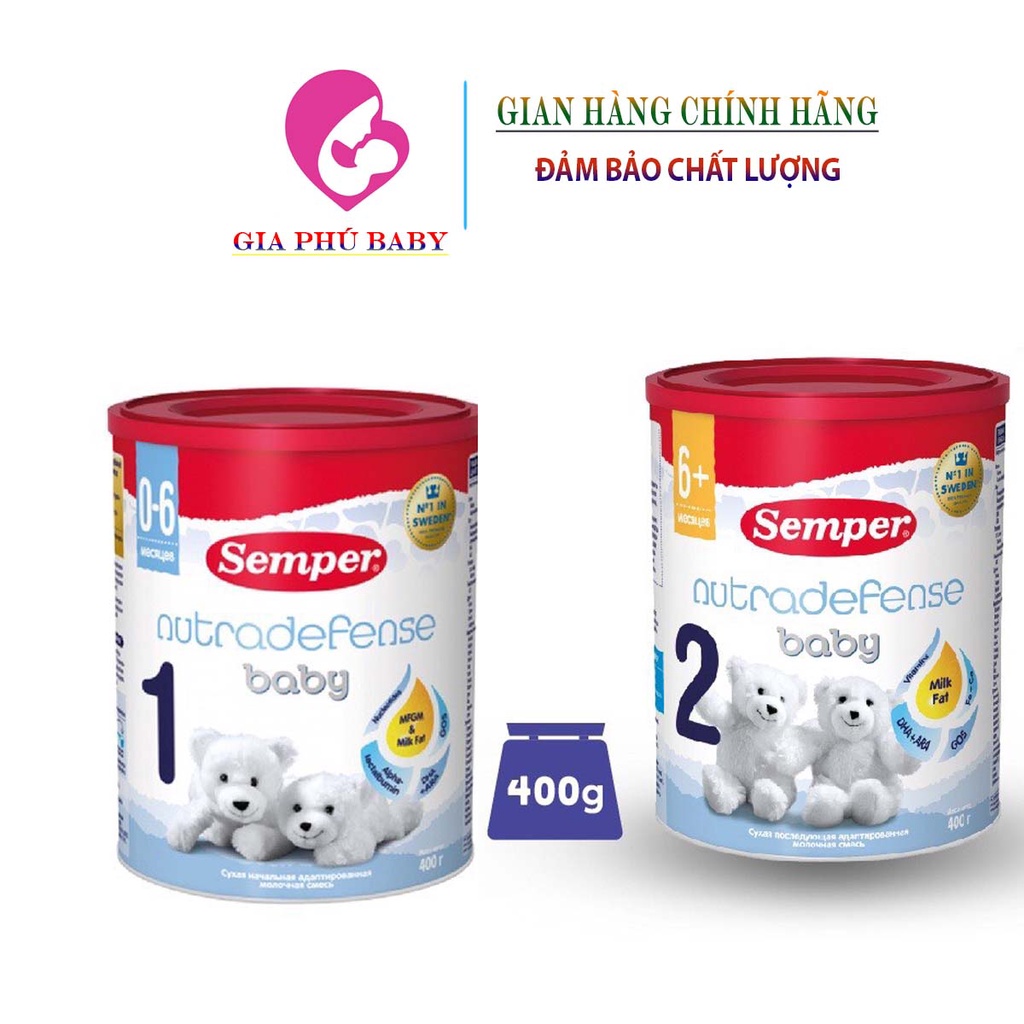 Sữa bột công thức Semper Nutradefense Baby Và Bifidus Số 1 và 2 khối lượng 400g