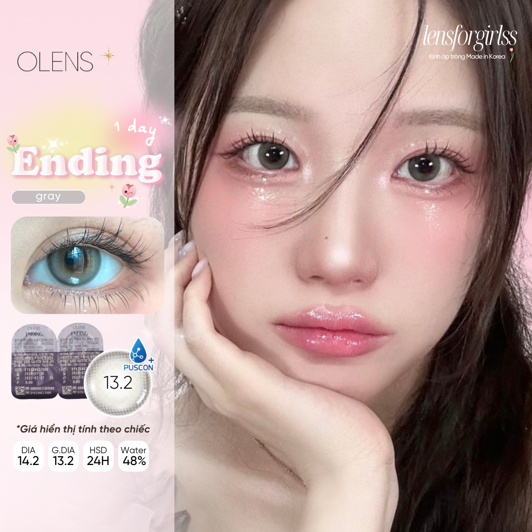 Kính áp tròng 1 ngày ending gray chính hãng olens | lens 1 ngày | lensforgirlss