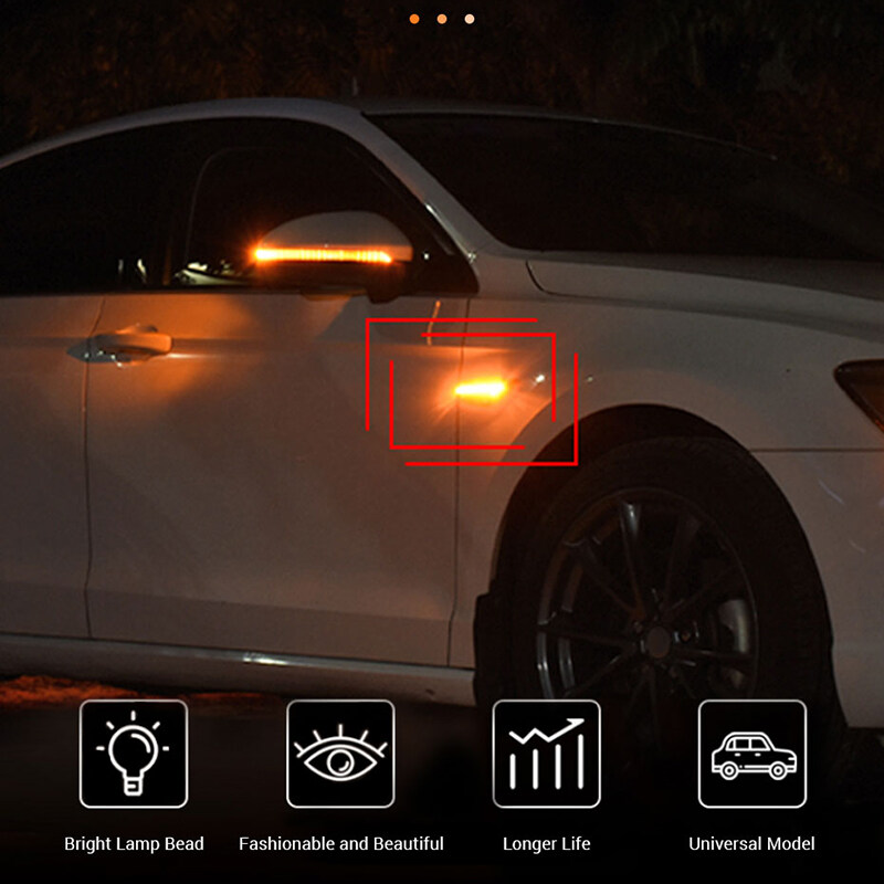 Car Side Marker Turn Signal Light Dynamic Waterproof LED Indicator Lamp Universal