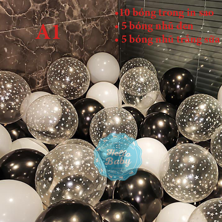 Set 20 bóng trong suốt mix màu (25cm)