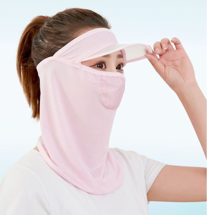 Khẩu Trang NINJA có vành nón Che Kín Mặt, Mũ Ninja Nửa Đầu Cổ Vải Lụa Lạnh Thoáng Khí Chống Nắng Chống Bụi