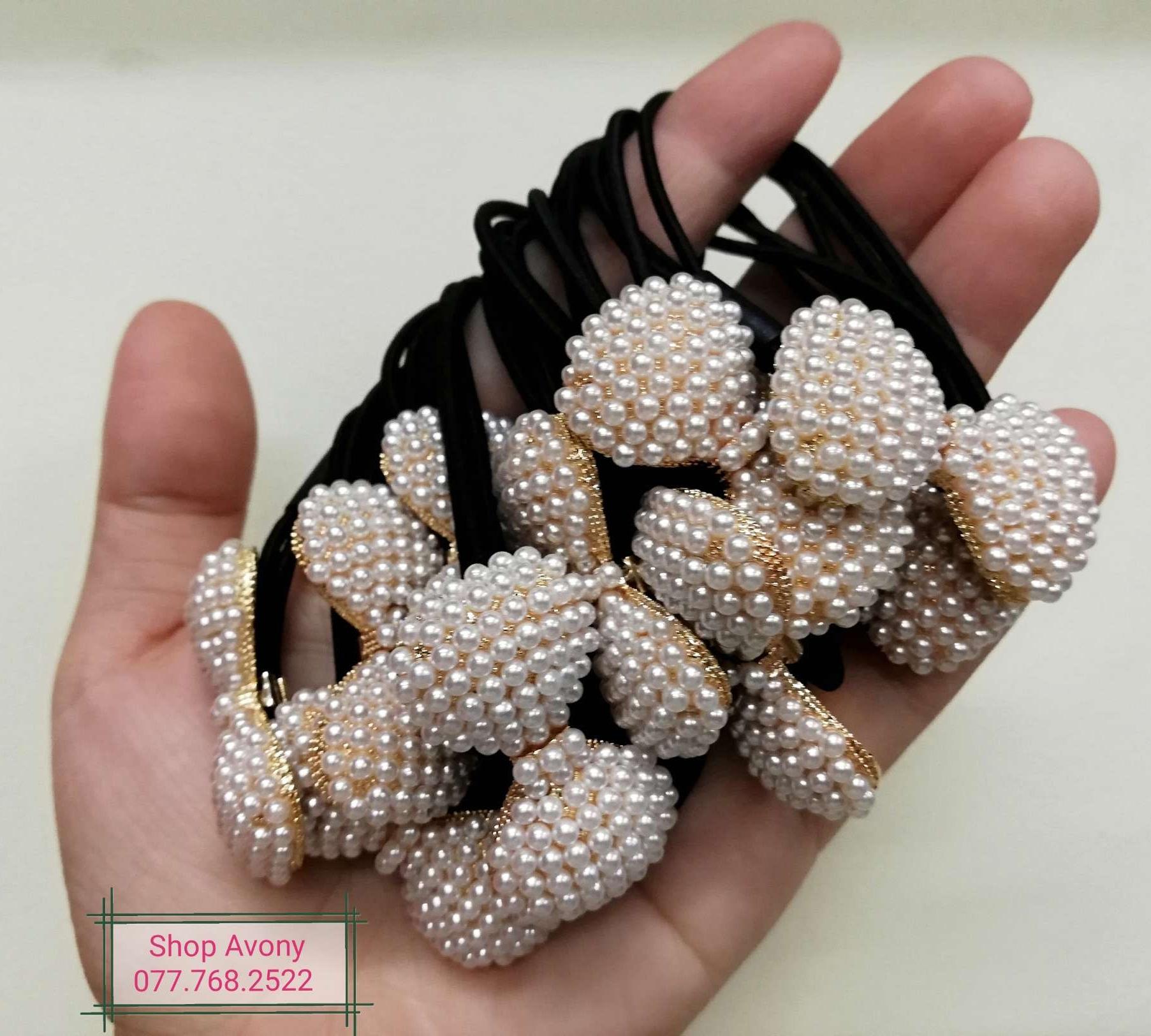 [HCM]cột tóc nơ ngọc trai phong cách Hàn Quốc
