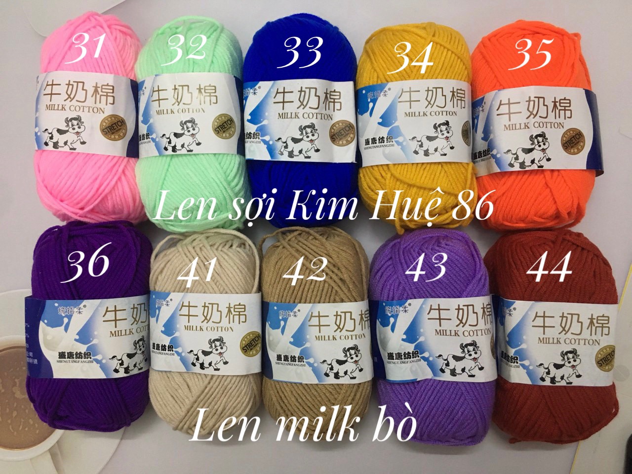 Len milk bò 50gr ( từ màu 01 đến màu 50)
