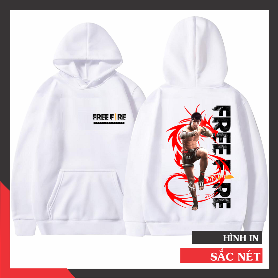 Áo Hoodie Free Fire Nỉ Màu Trắng In Hình Kla FF