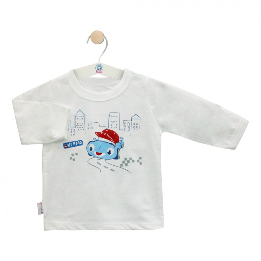 ÁO TAY DÀI TRẮNG CHO BÉ HELLO B&B (thun cotton 100%)