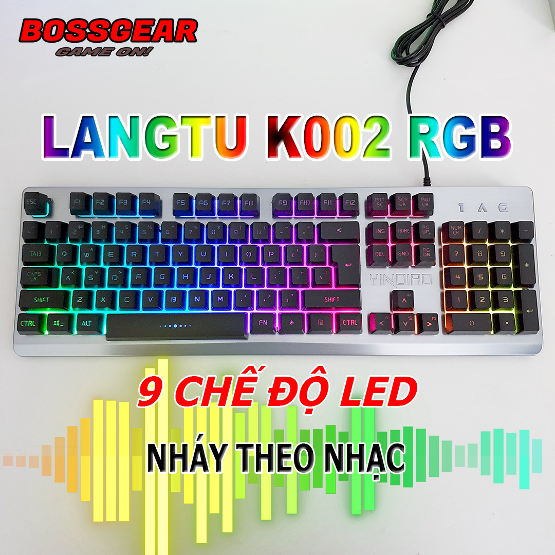 Bàn phím giả cơ Langtu K002 RGB ( 9 chế độ, LED theo nhạc. Chống Nước )