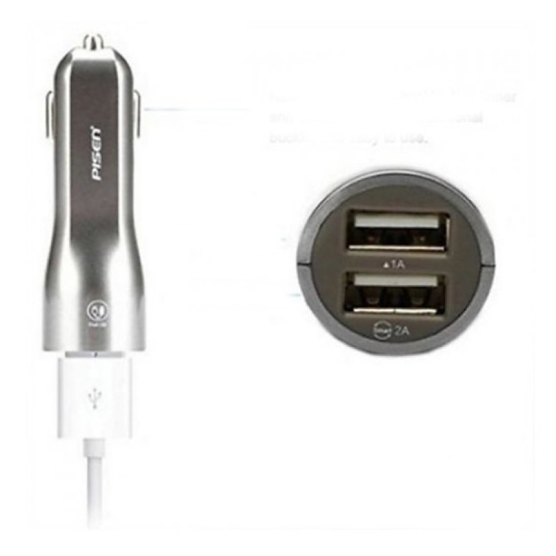 Sạc Pisen Dual USB Car Charger 1A/2A (Smart)