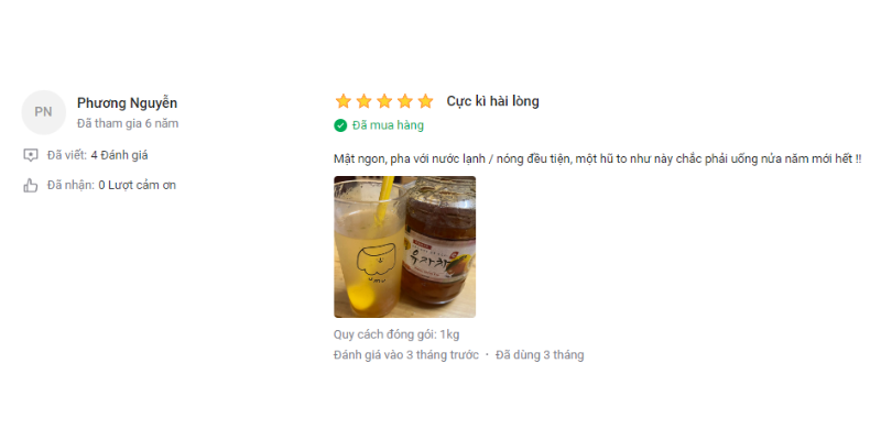 Mật ong chanh lọ thủy tinh 1kg