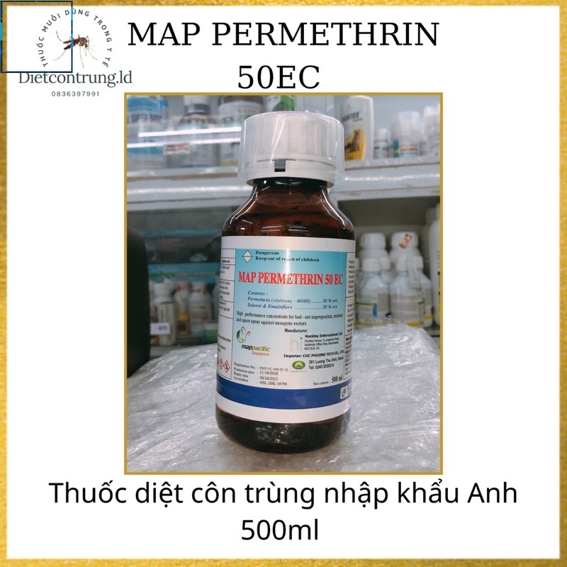 Thuốc diệt muỗi nhập khẩu Anh Quốc MAP PERMETHRIN 50EC - chai 500ml .