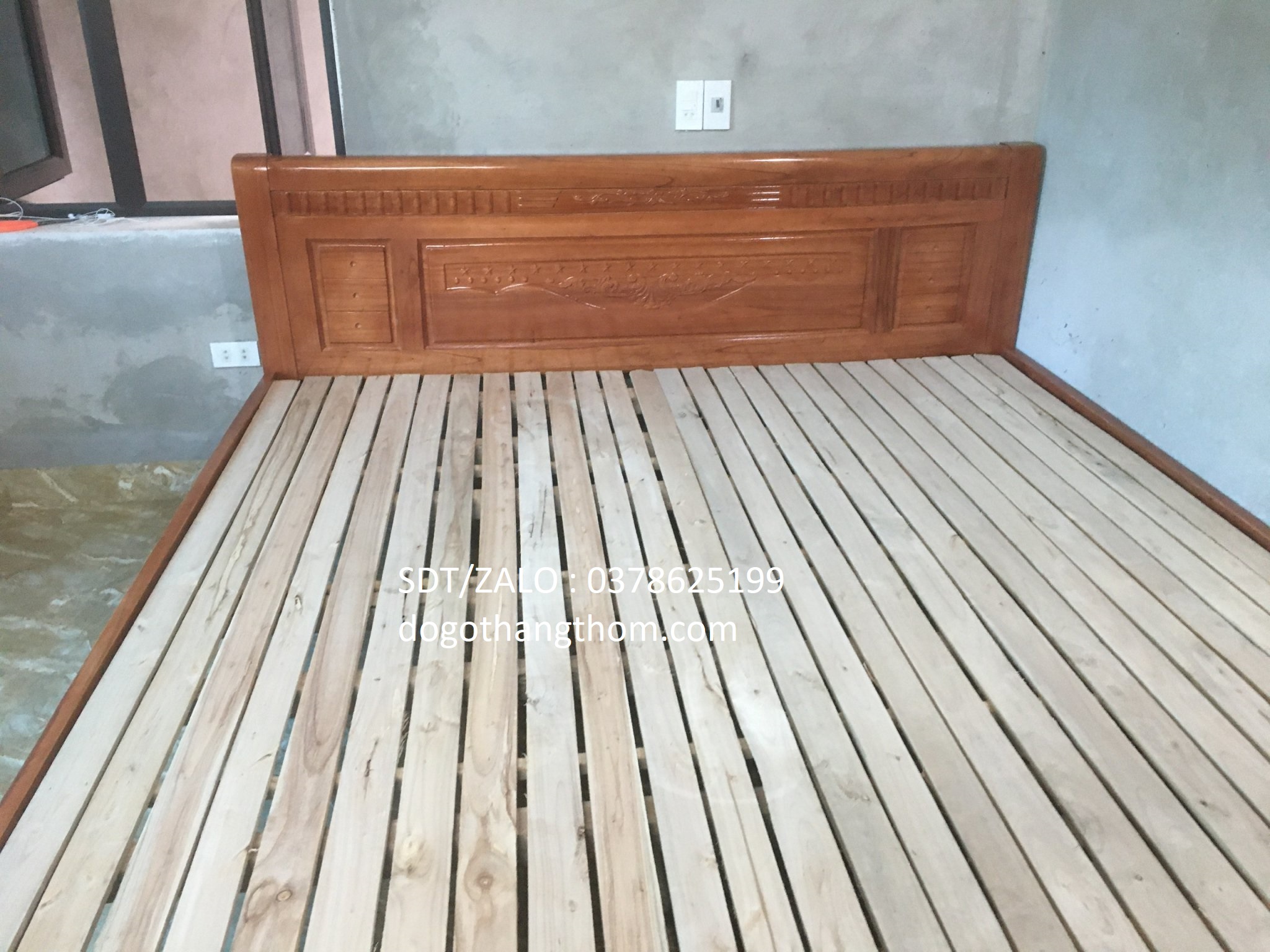 giường ngủ gỗ xoan đào phòng ngủ