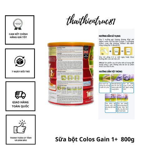 [ HOÀN TIỀN 10% ]Sữa bột Colos Gain 1+ Vitadairy 800g (Date Mới)